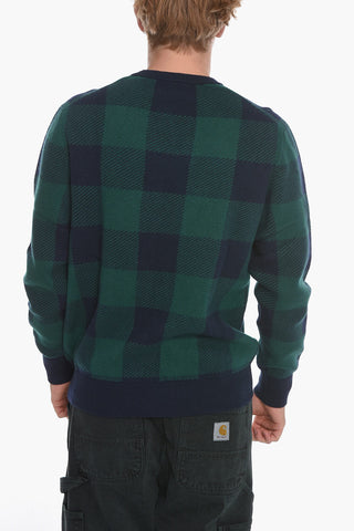 DISNEY Buffalo Checked Crew-Neck Sweater with Donald Duck Embroidery