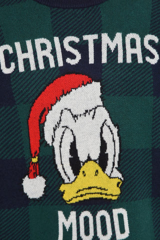 DISNEY Buffalo Checked Crew-Neck Sweater with Donald Duck Embroidery