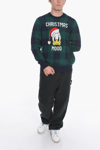 DISNEY Buffalo Checked Crew-Neck Sweater with Donald Duck Embroidery