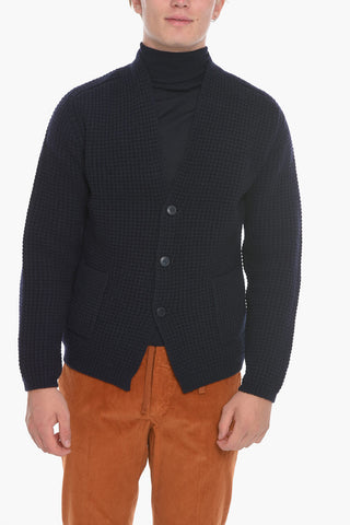 Woven Virgin Wool Cardigan
