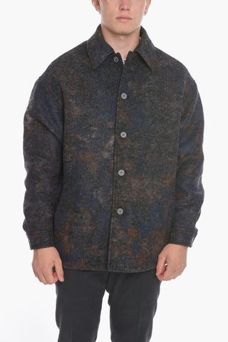 UNISEX MCQ NO.9 Wool Blend Multicolored Coat with Collar