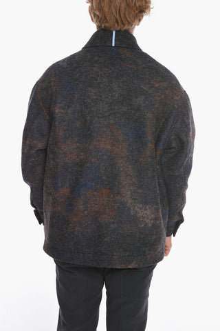 UNISEX MCQ NO.9 Wool Blend Multicolored Coat with Collar