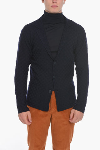 Blazer in Maglia con Fantasia a Quadri