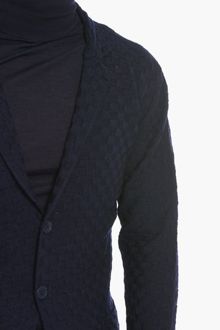 Blazer in Maglia con Fantasia a Quadri