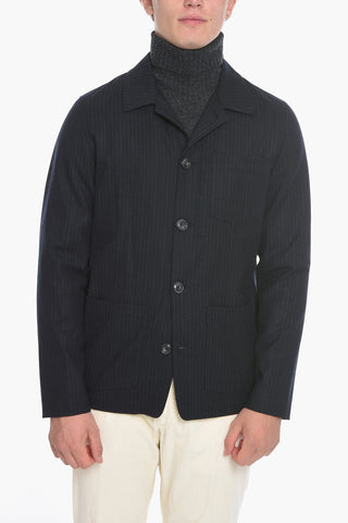 pinstriped virgin wool HOXTON blazer with patch pocket