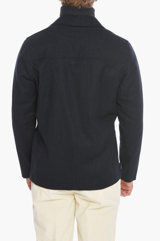 pinstriped virgin wool HOXTON blazer with patch pocket