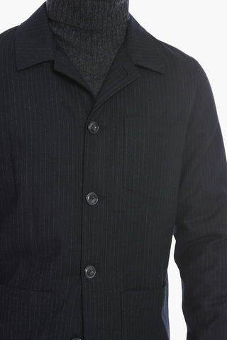 pinstriped virgin wool HOXTON blazer with patch pocket
