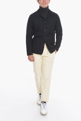 pinstriped virgin wool HOXTON blazer with patch pocket