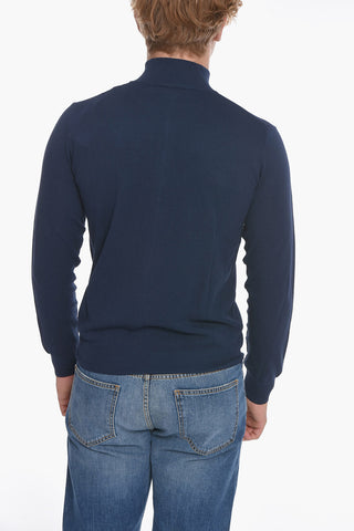 Mock Neck Honeycomb Cotton Sweatshirt