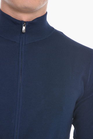 Mock Neck Honeycomb Cotton Sweatshirt