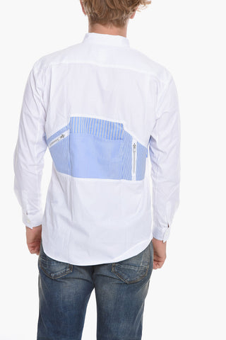 SHIRT Cotton Shirt with Striped Patchwork Detailing