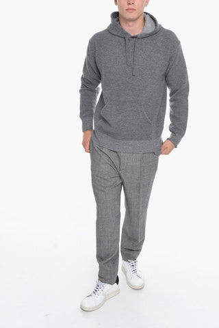 Virgin Wool and Cashmere Sweater with Hood