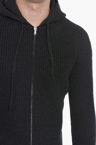 Wool-blend Hoodie Sweatshirt with Zipped Closure