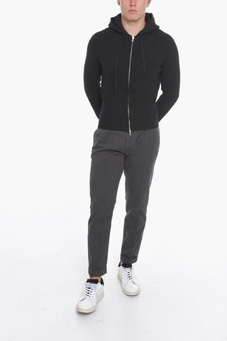 Wool-blend Hoodie Sweatshirt with Zipped Closure