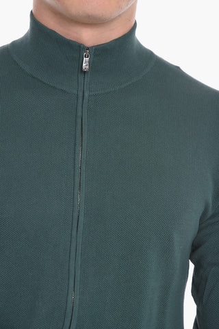 Felpa Mock Neck in Cotone a Nido d'Ape