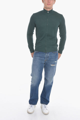 Felpa Mock Neck in Cotone a Nido d'Ape