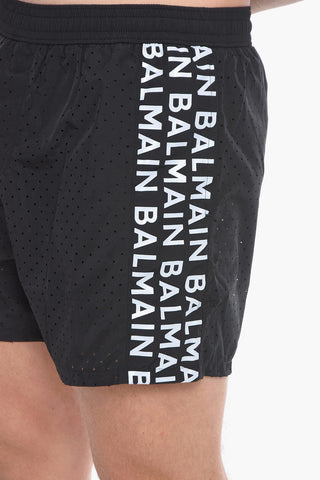 Perforated Swim Shorts with Side Logo