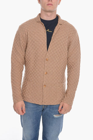 Knitted Blazer with Check Pattern