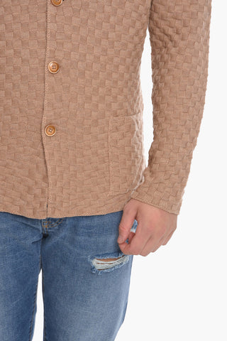 Knitted Blazer with Check Pattern