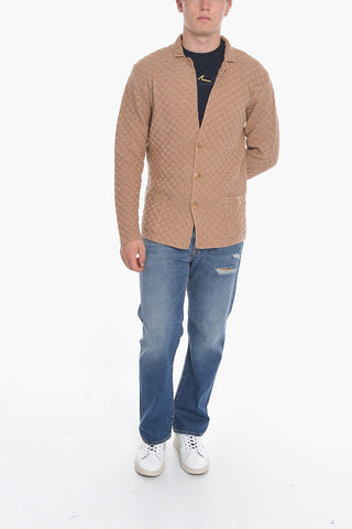 Knitted Blazer with Check Pattern