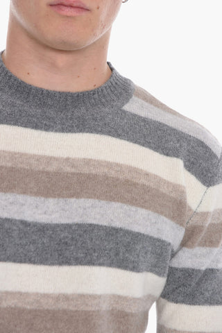Wool Crewneck Sweather with Striped Pattern