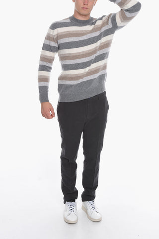 Wool Crewneck Sweather with Striped Pattern