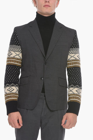 COMME DES GARCONS Striped Blazer with Knit Sleeves