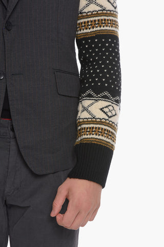 COMME DES GARCONS Striped Blazer with Knit Sleeves