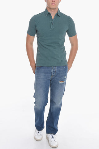 Short-sleeved Hopsack Cotton Polo