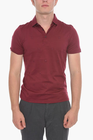 Cotton Polo with Embroidered Logo All-Over