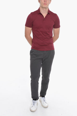 Cotton Polo with Embroidered Logo All-Over