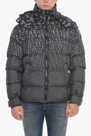 Allover Logo Print W-STEP-MON Padded Jacket