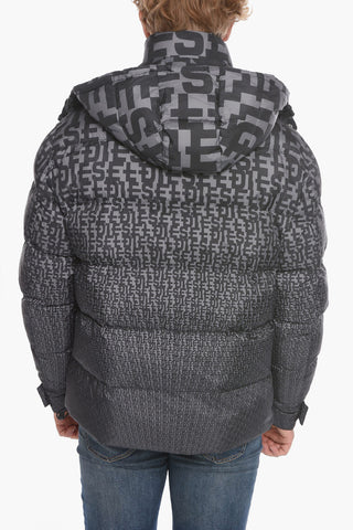 Allover Logo Print W-STEP-MON Padded Jacket