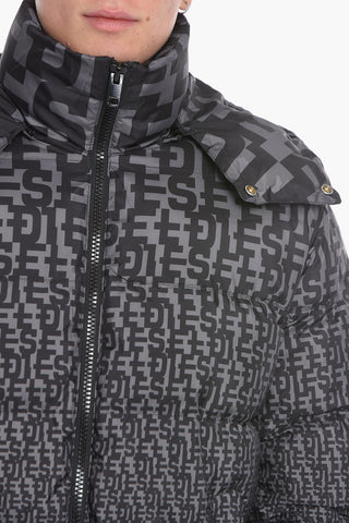 Allover Logo Print W-STEP-MON Padded Jacket