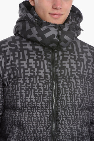 Allover Logo Print W-STEP-MON Padded Jacket