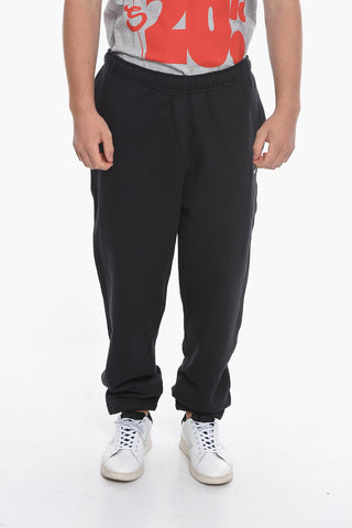 Fleeced-Cotton Blend Joggers witn Contrast Laces