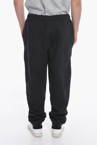 Fleeced-Cotton Blend Joggers witn Contrast Laces