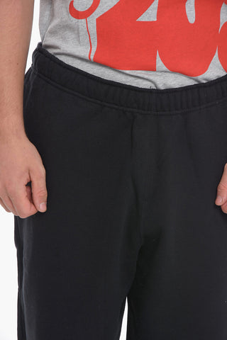 Fleeced-Cotton Blend Joggers witn Contrast Laces