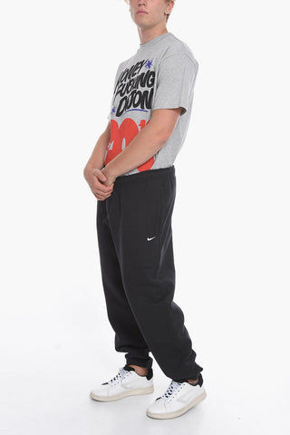 Fleeced-Cotton Blend Joggers witn Contrast Laces