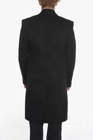 Virgin-wool Double-breasted Coat with Felt Detailings