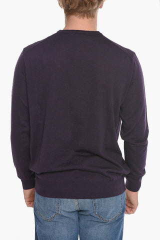 Crew Neck Jacquard Virgin Wool Sweater