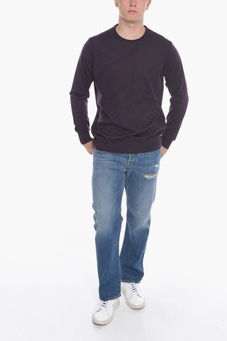 Crew Neck Jacquard Virgin Wool Sweater