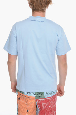 Solid Color UNISEX Crew-neck T-Shirt with Glitter Detail