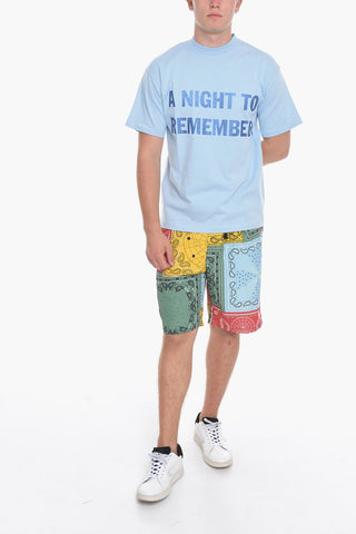 Solid Color UNISEX Crew-neck T-Shirt with Glitter Detail
