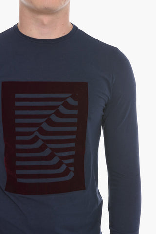 T-Shirt a Maniche Lunghe con Stampa in Velour