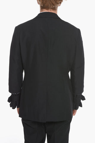 HOMME PLUS Blazer with Raw-cut and Buckle Detailing