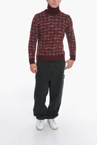 Pied de Poule Jacquard Sweather with Turtleneck