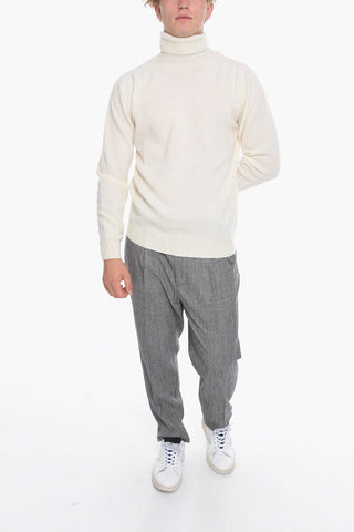 Virgin Wool Sweater with Ribbed Trims