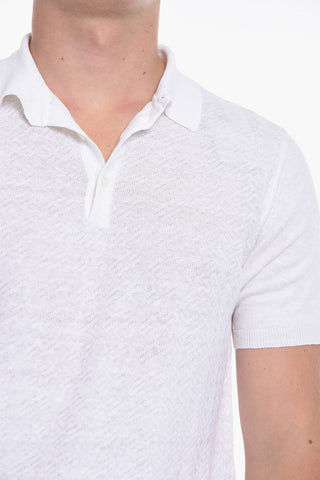 Polo a Maniche Corte in Lino Jacquard
