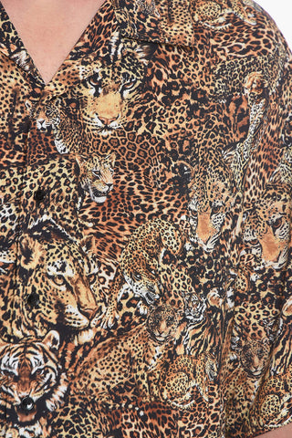Viscose Loose-fit Shirt with Leopard Pattern